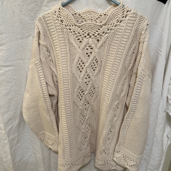 Stunning heavy cotton fancy knit & hem sweater - Picture 1 of 4